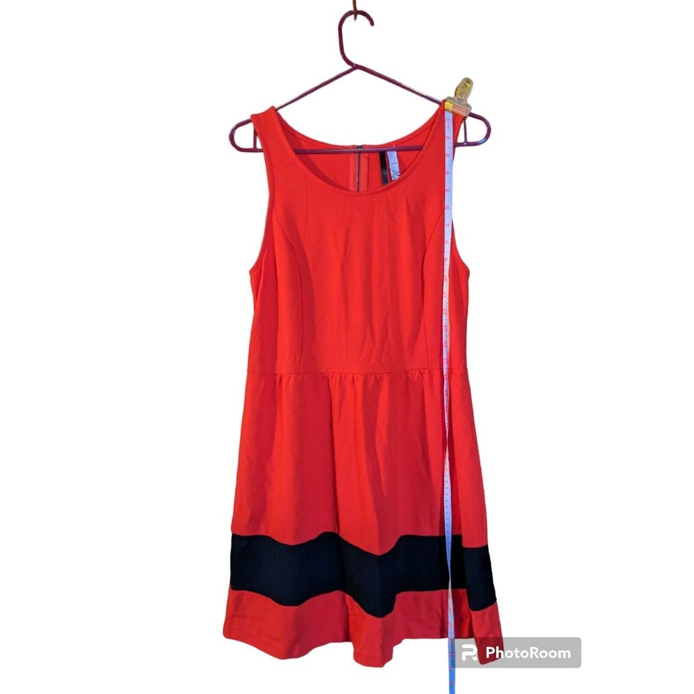 KENSIE Red with Black Stripe Dress Hem Back Zip Womens Size Medium